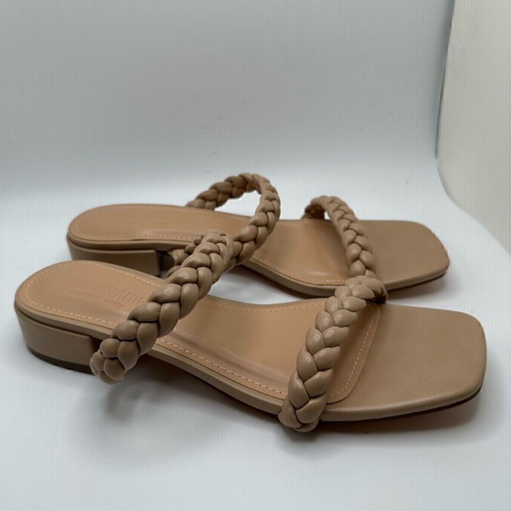 CUSHIONAIRE Women's braided low block heel sandal +Memory Foam 7.5 NUDE
